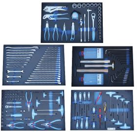 ORODJE 166-DELNO GARNITURA BTS UNIOR KLEŠČE SEGER, KLJUČI NASADNI 1/4"+1/2"...