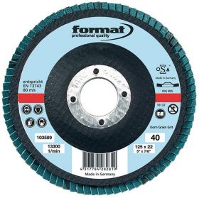 Flap grinding disc with resin bond curved 115mm FORMAT