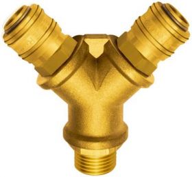 Distributor brass with 2 couplings external thread G RIEGLER