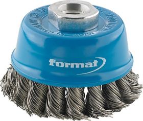 Cup brush steel M14 knotted 0.35mm FORMAT