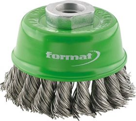 Cup brush stainless M14 knotted 0.35mm FORMAT
