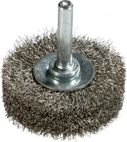 Wheel brush V4A wavy set with shaft ZEINTRA